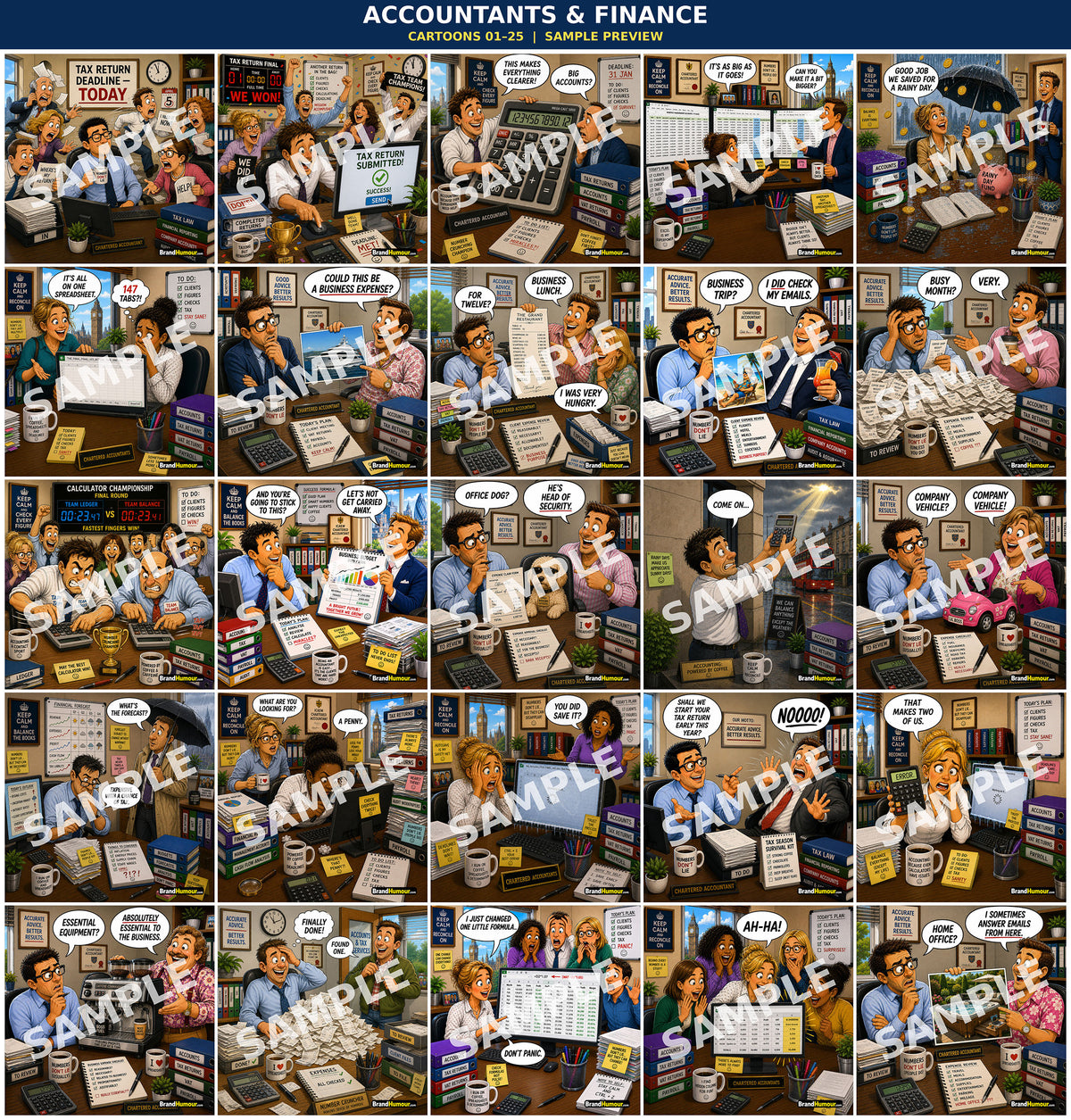 Accountants & Finance Cartoon Pack – Volume 1