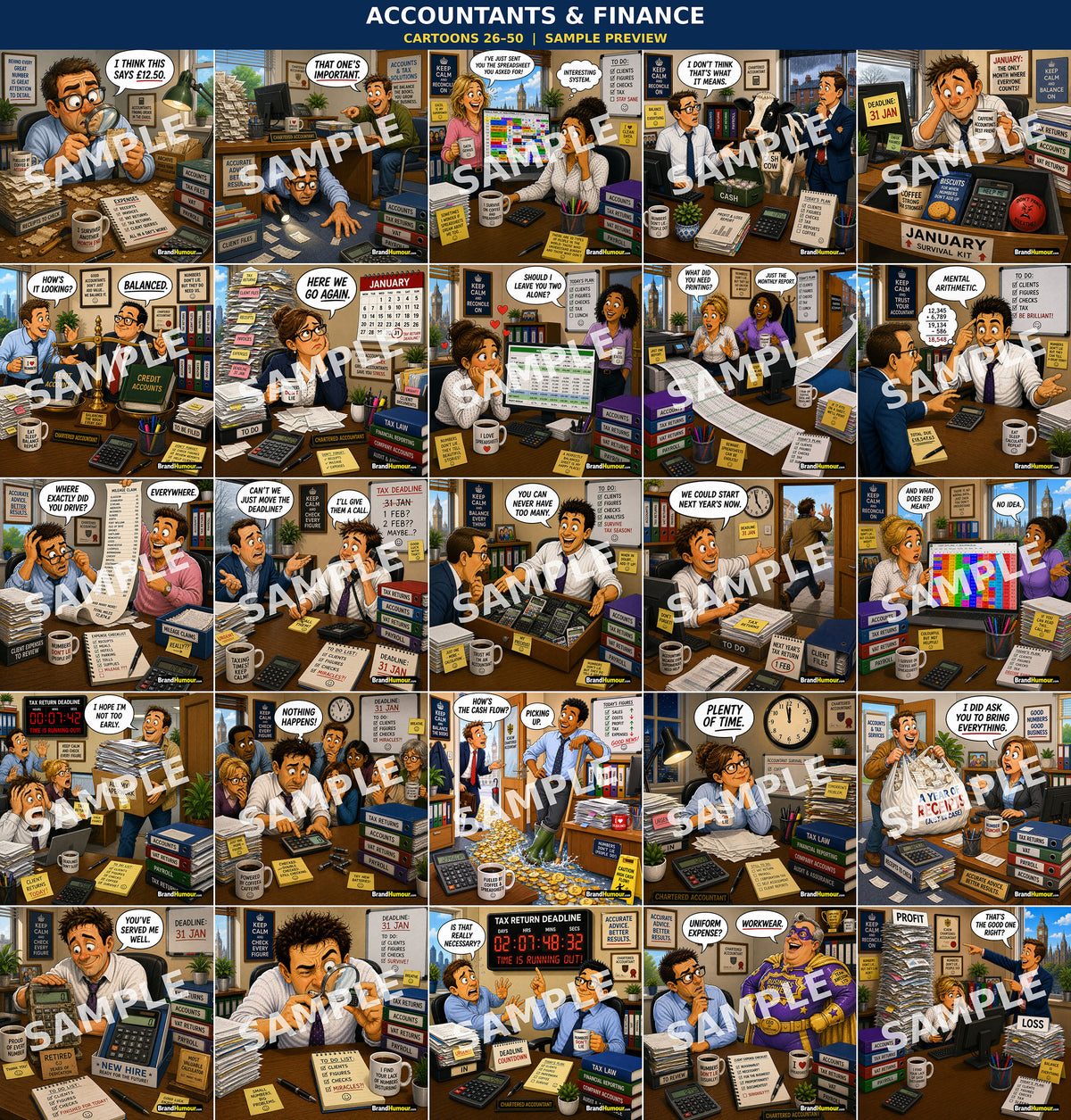 Accountants & Finance Cartoon Pack – Volume 1